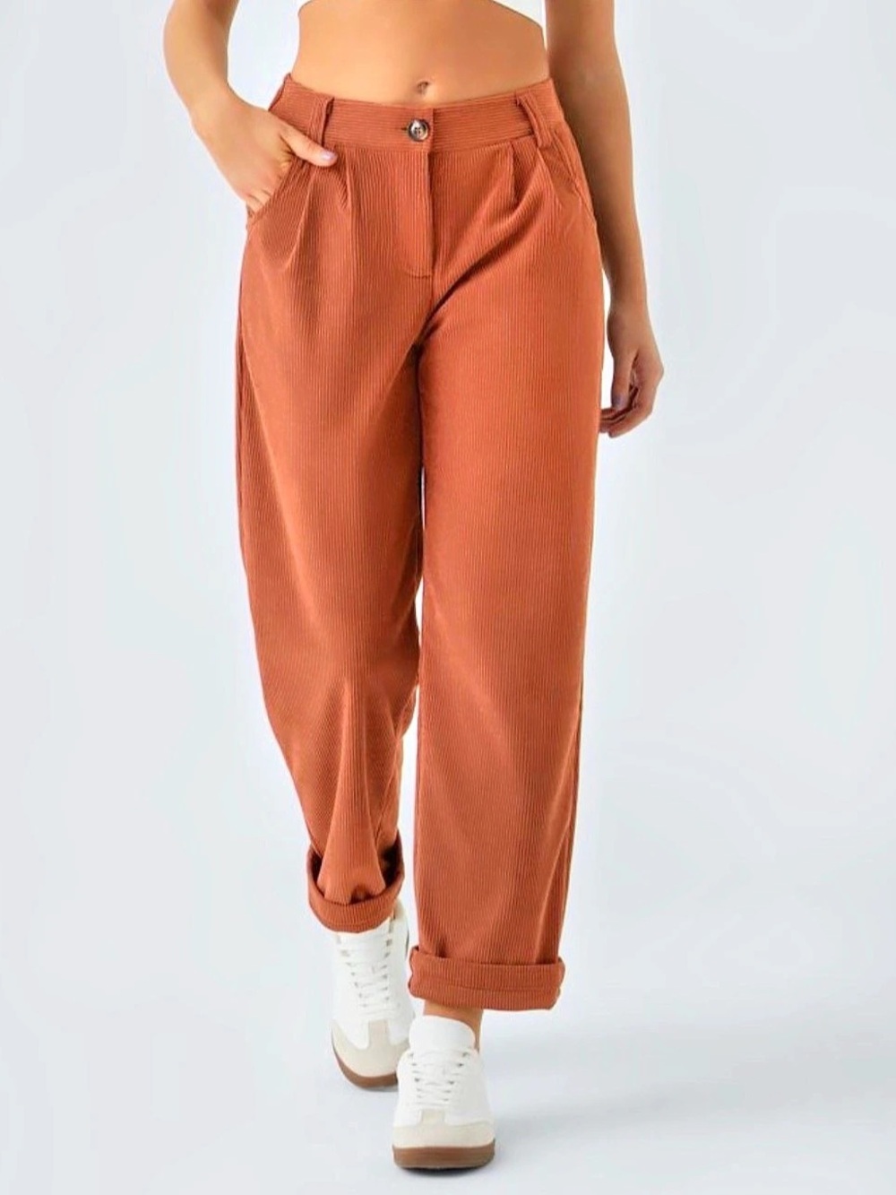 Halara corduroy wide leg pants in Orange NWT